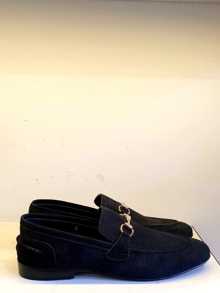 Black suede loafer